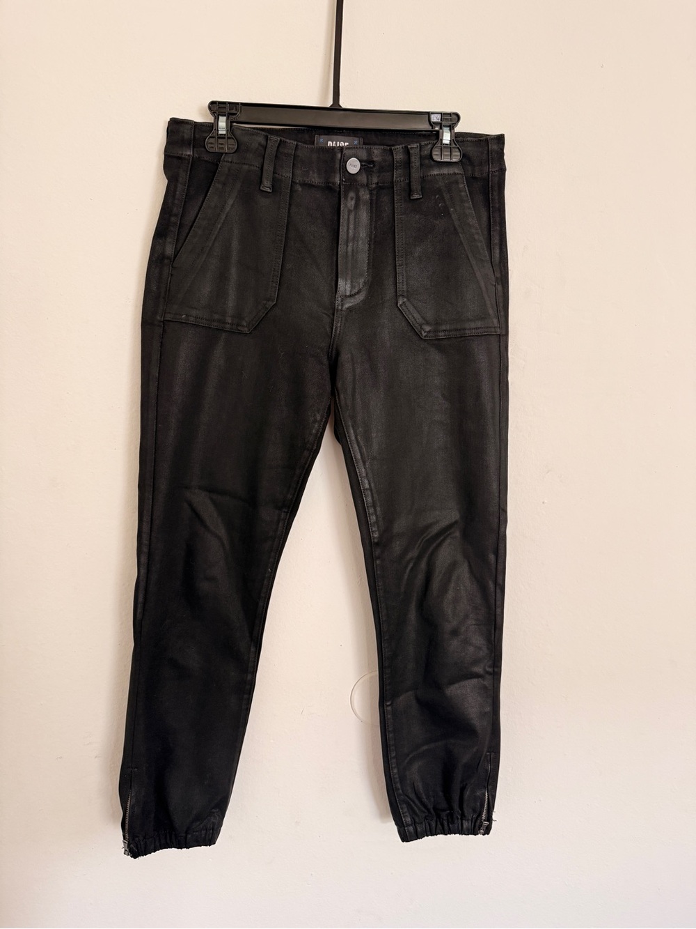PAIGE Black Coated Utility Joggers